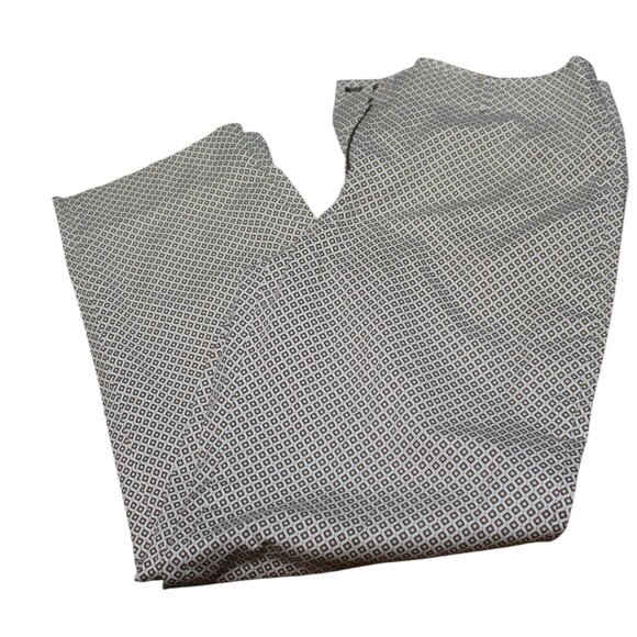 Talbots Pants - TALBOTS PANTS STRETCH cream brown tan Geometric Medallion Pants Pleated Ankle 12